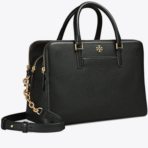 Tory Burch Georgia Double Zip Satchel Black - Picture 2 of 9